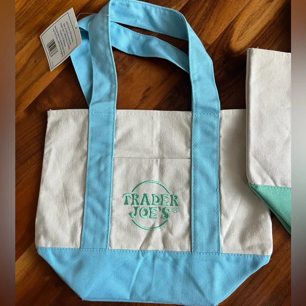 Trader Joe’s Pastel Mini Canvas Tote Bag Set, all 4, NEW